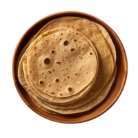 Stack of fresh flat breads isolated on transparent background png