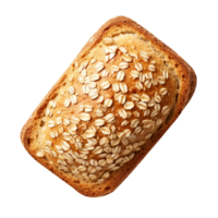 Freshly baked oat meal bread loaf isolated on transparent background png