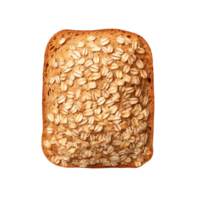 Freshly baked oat meal bread loaf isolated on transparent background png