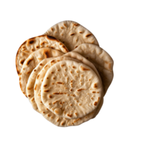 Stack of fresh flat breads isolated on transparent background png