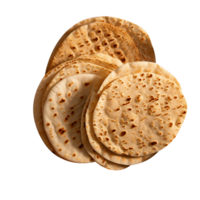 Stack of fresh flat breads isolated on transparent background png