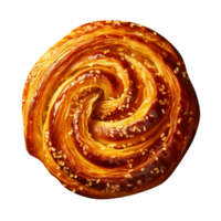 Stylish homemade baked bun isolated on transparent background png