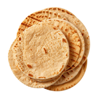 Stack of fresh flat breads isolated on transparent background png