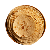 Stack of fresh flat breads isolated on transparent background png