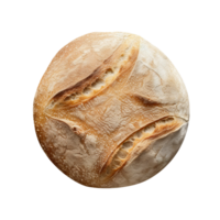 Whole round loaf of fresh baked sourd bread on transparent background png