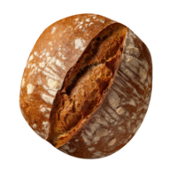 Freshly baked round whole grain bread loaf isolated on transparent background png