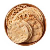 Stack of fresh flat breads isolated on transparent background png