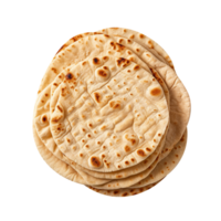 Stack of fresh flat breads isolated on transparent background png