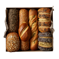 Fresh multi breads isolated on transparent background png
