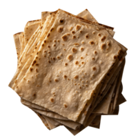 Stack of fresh flat breads isolated on transparent background png