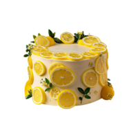 Decorated lemon cake isolated on transparent background png