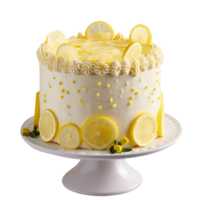 Decorated lemon cake isolated on transparent background png