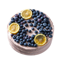 Delicious lemon blueberry cake isolated on transparent background png