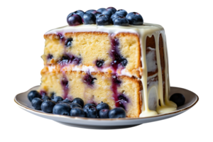 Delicious lemon blueberry cake isolated on transparent background png