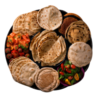 Freshly made flat breads isolated on transparent background png