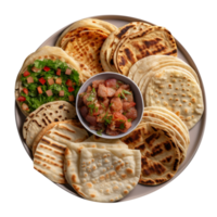Freshly made flat breads isolated on transparent background png