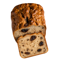 Freshly baked raisin bread loaf isolated on transparent background png