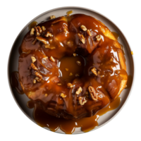 Freshly baked caramel glazed bread loaf on transparent background png