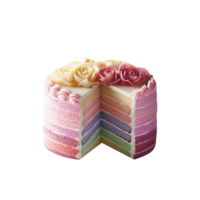 Delicious ombre decorated cake isolated on transparent background png