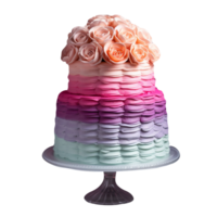 Delicious ombre decorated cake isolated on transparent background png