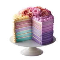 Delicious ombre decorated cake isolated on transparent background png