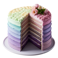 Delicious ombre decorated cake isolated on transparent background png