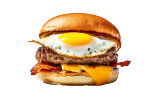 Delicious fried egg burger isolated on transparent background png