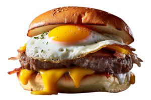 Delicious fried egg burger isolated on transparent background png