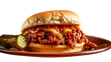 Delicious sloppy joy burger isolated on transparent background png