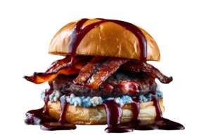 Delicious blueberry burger isolated on transparent background png