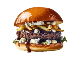 delizioso blu formaggio hamburger isolato su trasparente sfondo png