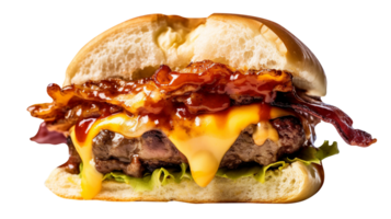 delizioso bbq Bacon hamburger isolato su trasparente sfondo png