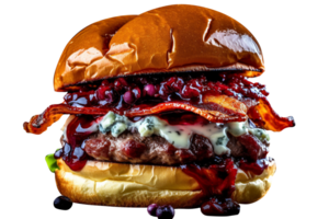 Delicious blueberry burger isolated on transparent background png