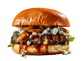 Delicious blue cheese burger isolated on transparent background png