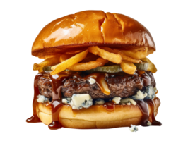 Delicious blue cheese burger isolated on transparent background png