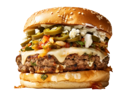 Delicious jalapeno burger isolated on transparent background png