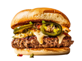 Delicious jalapeno burger isolated on transparent background png