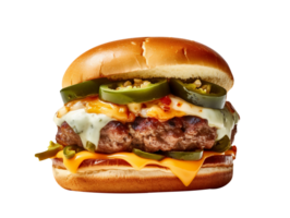 Delicious jalapeno burger isolated on transparent background png