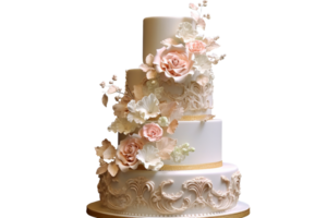 delicioso decorado Casamento fundente bolo em transparente fundo png