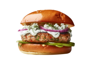 heerlijk Grieks kalkoen hamburger geïsoleerd Aan transparant achtergrond png