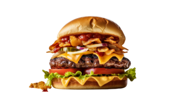 Delicious gourmet burger isolated on transparent background png