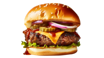 Delicious gourmet burger isolated on transparent background png