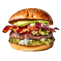 heerlijk guacamole hamburger geïsoleerd Aan transparant achtergrond png