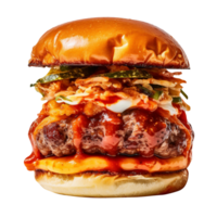 Delicious kimchi burger isolated on transparent background png