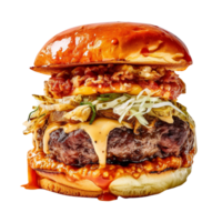 Delicious kimchi burger isolated on transparent background png