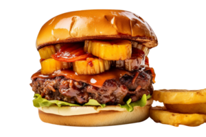 delicioso hawaiano barbacoa hamburguesa aislado en transparente antecedentes png