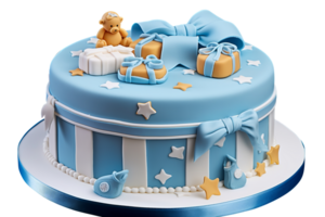 Delicious decorated birthday fondant cake on transparent background png