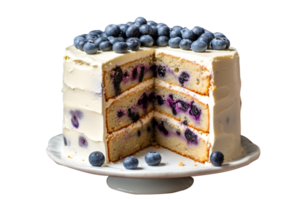 Delicious bueberry cake with fresh blueberries on transparent background png