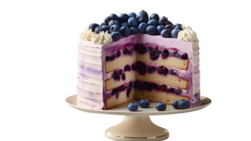 Delicious bueberry cake with fresh blueberries on transparent background png