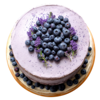 Delicious bueberry cake with fresh blueberries on transparent background png